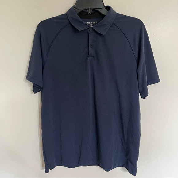 Men’s Kenneth Cole Active Short Sleeve Polo Shirt Size Medium Navy Blue - Picture 1 of 14